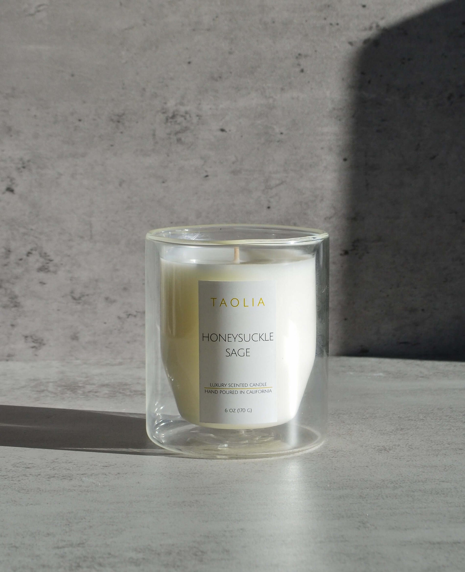 Honeysuckle Candle in a modern glass jar